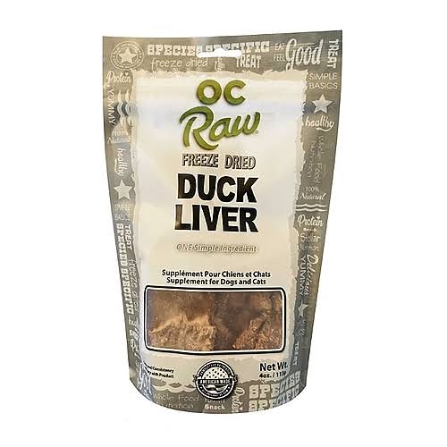 OC Raw Dog Treat Freeze Dried Duck Liver 4 oz