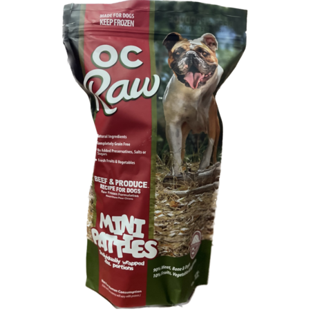 OC Raw Dog Frozen Beef & Produce Mini Patty Sliders 4#